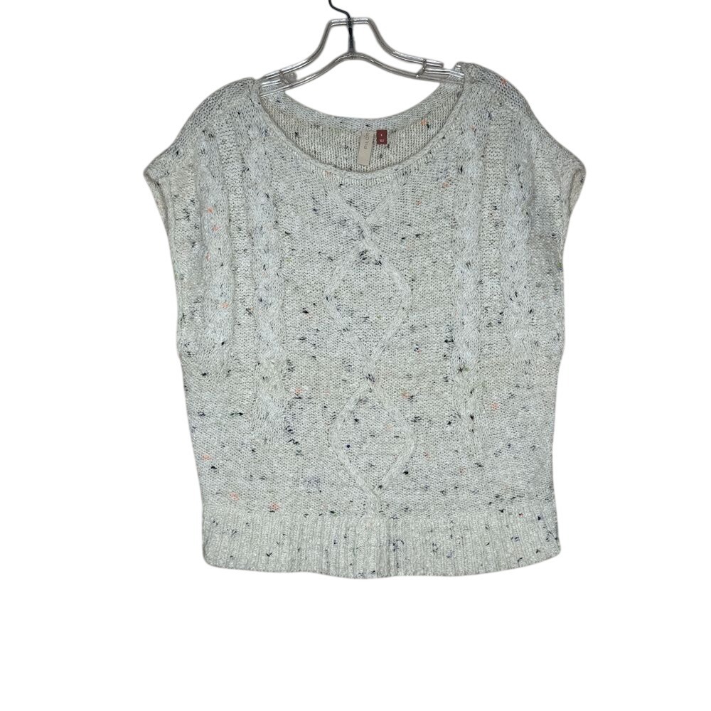 Pilcro and the Letterpress Confetti Cable Knit Sweater Vest Cream S wool blend